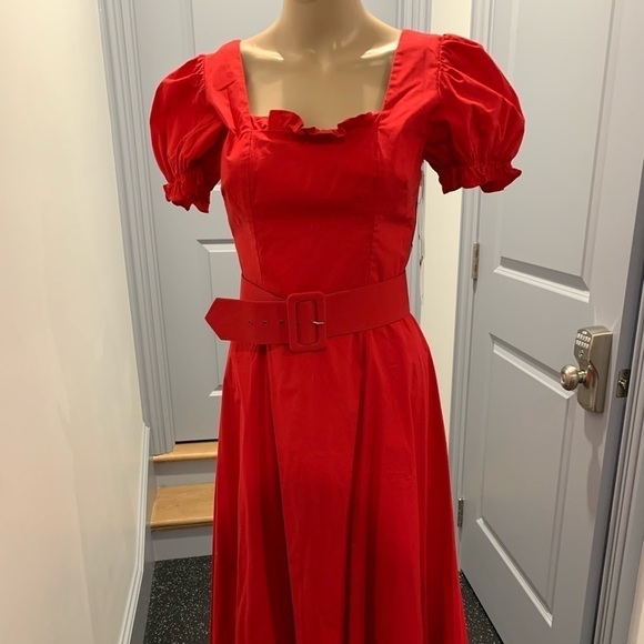 STAUD Maryann Belted Red Dress - Picture 3 of 8